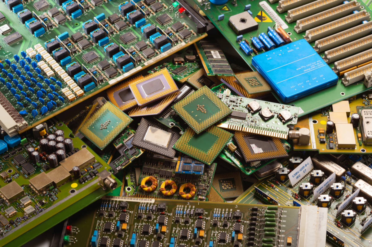 electronic circuits garbage as background from recycle industry